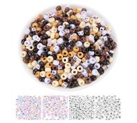 sourcing map 1000 Pcs Pony Beads 6 x 9 mm Acrylic Friendship Bracelet Making Kit with Letter Bead for DIY Jewelry Making Necklace Supplies Keychains Arts Crafts, Brown