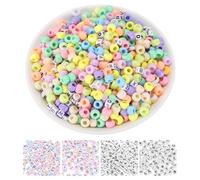 sourcing map 1000 Pcs Pony Beads 6 x 9 mm Acrylic Friendship Bracelet Making Kit with Letter Bead for DIY Jewelry Making Necklace Supplies Keychains Arts Crafts, Light Multicolor