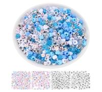 sourcing map 1000 Pcs Pony Beads 6 x 9 mm Acrylic Friendship Bracelet Making Kit with Letter Bead for DIY Jewelry Making Necklace Supplies Keychains Arts Crafts, Light Blue