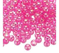 sourcing map 1000pcs Acrylic Round Beads AB Colors 6mm Loose Bubble Spacer Craft Beads with Hole for DIY Earring Bracelet Necklace Key Chains, Pink AB