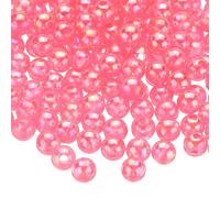 sourcing map 1000pcs Acrylic Round Beads AB Colors 6mm Loose Bubble Spacer Craft Beads with Hole for DIY Earring Bracelet Necklace Key Chains, Dark Pink AB