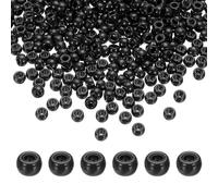 sourcing map 1000Pcs Black Pony Beads 6x9mm Acrylic Bulk Plastic Barrel Bead for Necklace Key Chain Jewelry Making Earring Hair Braiding
