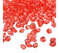 sourcing map 1000pcs Fake Ice Rocks, Dazzling Clear Resin Crushed Ice Sparkling Fake Diamonds Gem Stones for Vases Fillers Table Scatter, Theme Party Favors, Red