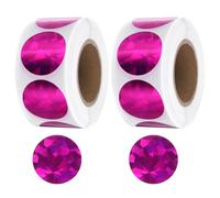 sourcing map 1000Pcs Glitters Round Stickers 1 Inch Holographic Sparkle Self-Adhesive Coding Label Waterproof Shiny Stickers for Office Shop Home Classroom Marking, Rose Pink(C-53-25)