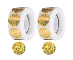 sourcing map 1000Pcs Glitters Round Stickers 1 Inch Holographic Sparkle Self-Adhesive Coding Label Waterproof Shiny Stickers for Office Shop Home Classroom Marking, Gold(C-58-25)