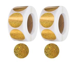 sourcing map 1000Pcs Glitters Round Stickers 1 Inch Holographic Sparkle Self-Adhesive Coding Label Waterproof Shiny Stickers for Office Shop Home Classroom Marking, Gold(C-61-25)