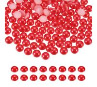 sourcing map 1000Pcs Half Pearl for Crafts, 4mm Plastic Half Flatback Imitation Pearls Cabochon Loose Beads Rhinestone for DIY Crafts Clothing Tumbler Shoes Embellishment Nail (Red)