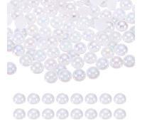 sourcing map 1000Pcs Half Pearl for Crafts, 6mm Plastic Half Flatback Imitation Pearls Cabochon Loose Beads Rhinestone for DIY Crafts Clothing Tumbler Shoes Embellishment Nail (White AB)