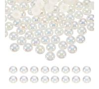 sourcing map 1000Pcs Half Pearl for Crafts, 8mm Plastic Half Flatback Imitation Pearls Cabochon Loose Beads Rhinestone for DIY Crafts Clothing Tumbler Shoes Embellishment Nail (Beige AB)