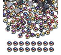 sourcing map 1000Pcs Half Pearl for Crafts, 8mm Plastic Half Flatback Imitation Pearls Cabochon Loose Beads Rhinestone for DIY Crafts Clothing Tumbler Shoes Embellishment Nail (Black AB)