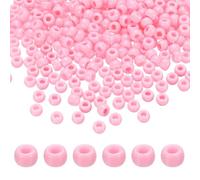 sourcing map 1000Pcs Light Pink Pony Beads 6x9mm Acrylic Bulk Plastic Barrel Bead for Necklace Key Chain Jewelry Making Earring Hair Braiding