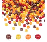 sourcing map 1000Pcs Pony Beads 6x9mm 4 Assorted Colors Acrylic Bulk Plastic Barrel Bead Red Yellow Orange Brown for Necklace Key Chain Jewelry Making