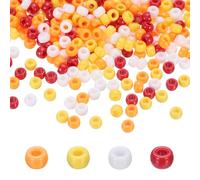 sourcing map 1000Pcs Pony Beads 6x9mm 4 Assorted Colors Acrylic Bulk Plastic Barrel Bead Red Yellow Orange White for Necklace Key Chain Jewelry Making