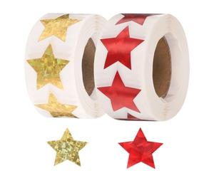 sourcing map 1000pcs Red/Gold Tone Star Stickers 1 Inch Self-Adhesive Stickers Coding Label for DIY Crafts Homework, Office, Shop, Home, Classroom Marking