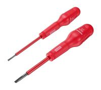 sourcing map 1000v Insulated Electrician Screwdriver 5x75mm 3x75mm CR-V Magnetic Slotted Flat Head Insulation Screwdrivers, Red