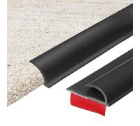 sourcing map 100cm x 30mm x 5mm Carpet to Tile Transition Strip, Self-Adhesive Carpet Edge Strip, PVC Gap Cover, Laminate Edge Trim for Uneven Surfaces, Black