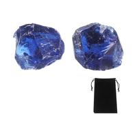 sourcing map 100g Gem Blue Glass Rough Crystals, Crystal Rocks Stone Real Raw Gemstones with Velvet Bag for Vase Filler Landscape Bottom Decoration Home Collection Decor DIY Project