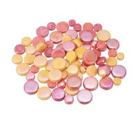 sourcing map 100g Round Mosaic Tiles for Crafts, Multi-Size Iridescent Mosaic Glass Bulk for DIY Art, Home Decoration, Vases, Mugs, Flower Pots (Mixed Red Yellow)