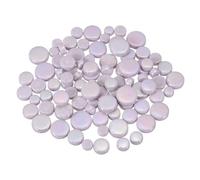 sourcing map 100g Round Mosaic Tiles for Crafts, Multi-Size Iridescent Mosaic Glass Bulk for DIY Art, Home Decoration, Vases, Mugs, Flower Pots (Light Purple)