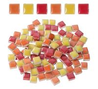 sourcing map 100g Square Mosaic Tiles, Colorful Ceramic Mosaic Tiles for Crafts Bulk Mosaic Supplies for Home Decoration Art Crafts DIY Projects, 0.4 x 0.4Inch, Mix Red/Yellow