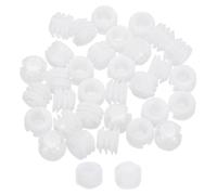 sourcing map 100Pcs 0.43"x0.33" Hinge Dowels, Plastic Dowel Insert with Threaded for Cabinet Door Hinges Furniture Connections, White