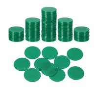 sourcing map 100Pcs 0.7 Inch Poker Chips, Plastic Bingo Chips Learning Counters Counting Counters Disks Markers Opaque Game Tokens for Game Play Math Counting, Dark Green, Flat
