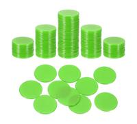 sourcing map 100Pcs 0.7 Inch Poker Chips, Plastic Bingo Chips Learning Counters Counting Counters Disks Markers Opaque Game Tokens for Game Play Math Counting, Green, Flat