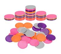 sourcing map 100Pcs 1.2 Inch Plastic Poker Chips, Mini Bingo Chips Learning Counters Counting Counters Disks Markers Opaque Game Tokens for Game Play Math Counting, Gray/Pink/Orange/Purple