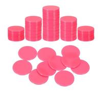 sourcing map 100Pcs 1.2 Inch Poker Chips, Plastic Bingo Chips Learning Counters Counting Counters Disks Markers Opaque Game Tokens for Game Play Math Counting, Pink, Flat