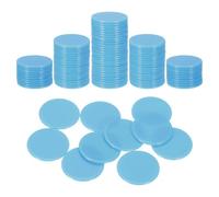sourcing map 100Pcs 1.2 Inch Poker Chips, Plastic Bingo Chips Learning Counters Counting Counters Disks Markers Opaque Game Tokens for Game Play Math Counting, Blue, Flat