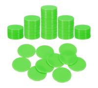 sourcing map 100Pcs 1.2 Inch Poker Chips, Plastic Bingo Chips Learning Counters Counting Counters Disks Markers Opaque Game Tokens for Game Play Math Counting, Green, Flat
