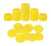 sourcing map 100Pcs 1.2 Inch Poker Chips, Plastic Bingo Chips Learning Counters Counting Counters Disks Markers Opaque Game Tokens for Game Play Math Counting, Yellow, Flat