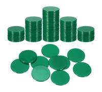 sourcing map 100Pcs 1.2 Inch Poker Chips, Plastic Bingo Chips Learning Counters Counting Counters Disks Markers Opaque Game Tokens for Game Play Math Counting, Dark Green, Flat