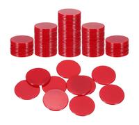 sourcing map 100Pcs 1.2 Inch Poker Chips, Plastic Bingo Chips Learning Counters Counting Counters Disks Markers Opaque Game Tokens for Game Play Math Counting, Red, Flat