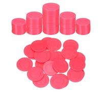 sourcing map 100Pcs 1.5 Inch Plastic Poker Chips, Mini Bingo Chips Learning Counters Counting Counters Disks Markers Opaque Game Tokens for Game Play Math Counting, Rose Red