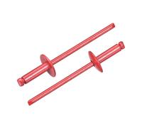 sourcing map 100Pcs 1/8"x3/8" Large Flange Head Blind Rivets, Zinc-Plated Carbon Steel Grip and Mandrel Cap Blind Rivets, Red