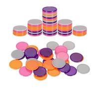 sourcing map 100Pcs 1 Inch Plastic Poker Chips, Mini Bingo Chips Learning Counters Counting Counters Disks Markers Opaque Game Tokens for Game Play Math Counting, Gray/Pink/Orange/Purple