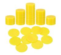sourcing map 100Pcs 1 Inch Poker Chips, Plastic Bingo Chips Learning Counters Counting Counters Disks Markers Opaque Game Tokens for Game Play Math Counting, Yellow, Flat