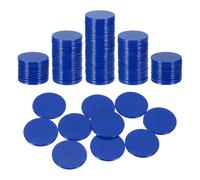 sourcing map 100Pcs 1 Inch Poker Chips, Plastic Bingo Chips Learning Counters Counting Counters Disks Markers Opaque Game Tokens for Game Play Math Counting, Dark Blue, Flat