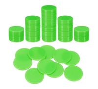 sourcing map 100Pcs 1 Inch Poker Chips, Plastic Bingo Chips Learning Counters Counting Counters Disks Markers Opaque Game Tokens for Game Play Math Counting, Green, Flat