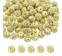 sourcing map 100pcs 10mm Rhinestone Beads for Jewelry Making, Bling Disco Bead Sparkle Diamond Clay Bead for Necklace Bracelet Christmas, Light Yellow