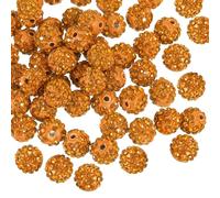 sourcing map 100Pcs 10mm Rhinestone Clay Beads, Polymer Clay Crystal Bead Round Disco Shiny Ball Beads Bulk for DIY Bracelet Necklace Jewelry Making (Golden Yellow)