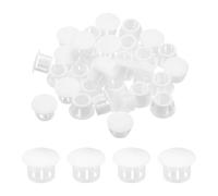 sourcing map 100PCS 11mm(3/8") White Plastic Hole Plugs, Flush Type Panel Hole Plugs Insert End Caps for Locking Hole Tubes Furniture Cabinet