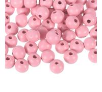 sourcing map 100Pcs 12mm Colored Natural Wood Beads, Large Hole Round Colorful Wooden Spacer Beads for DIY Crafting, Jewelry Making Bracelets (Light Red)