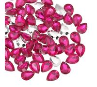 sourcing map 100Pcs 13 x 18 mm Teardrop Rhinestones Acrylic Pointed Back Rhinestone Beads Gems for Jewelry Making Costume Crystal Embellishments Crafts,Rose Red