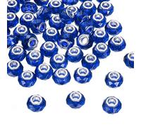 sourcing map 100Pcs 14mm Large Hole Acrylic Beads Blue European Loose Round Faceted Rhinestone Craft Bead for DIY Bracelet Necklace Jewelry Making