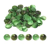 sourcing map 100Pcs 15mm Flat Round Shell Coin Beads, Colorful Drop Charm Beads, Shell Discs Charm with Hole for DIY Craft Bracelet Necklace Jewelry Making, Green