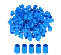 sourcing map 100pcs 15mm Rubber End Caps Cover PVC Vinyl Screw Thread Protector Round Wire Shelf Caps for Screw Bolt Pipe Fence Post, Light Blue