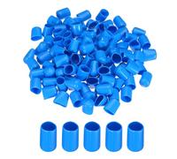 sourcing map 100pcs 16mm(5/8") Rubber End Caps Cover PVC Vinyl Screw Thread Protector Round Wire Shelf Caps for Screw Bolt Pipe Fence Post, Light Blue