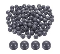 sourcing map 100pcs 16mm Deep Gray Wood Beads 3.3mm Large Hole Round Wooden Loose Spacer Beads for Jewelry Making Necklace Bracelets DIY Crafts Macrame Handmade Decorations